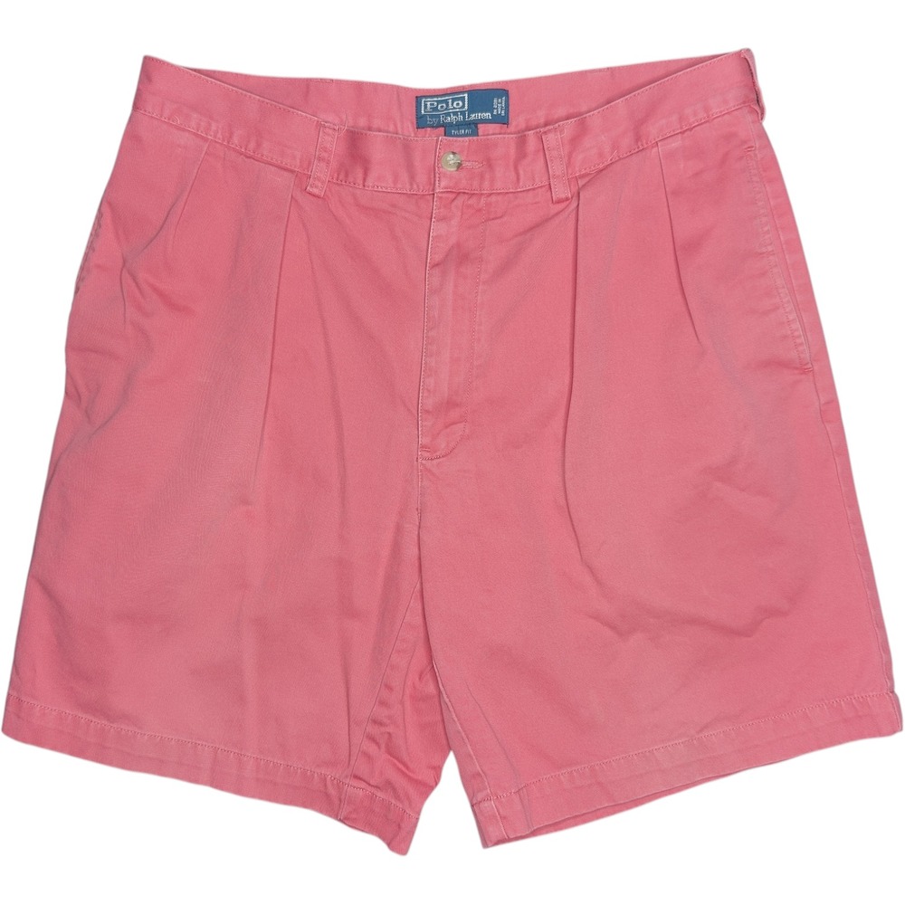 Vintage 90s Y2K Polo Ralph Lauren Salmon Pink Mens 36 Pleated Chino Tyler Shorts